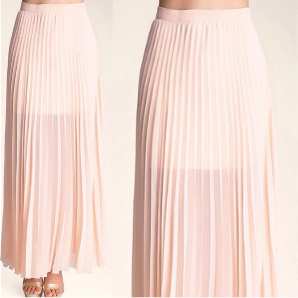Bebe Soft Pink Pleated Maxi Skirt